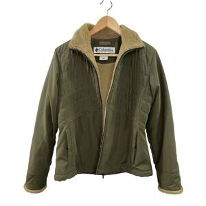 Columbia Women's S Olive Green Quilted Puffer Jacket Sherpa Lined River Resort
